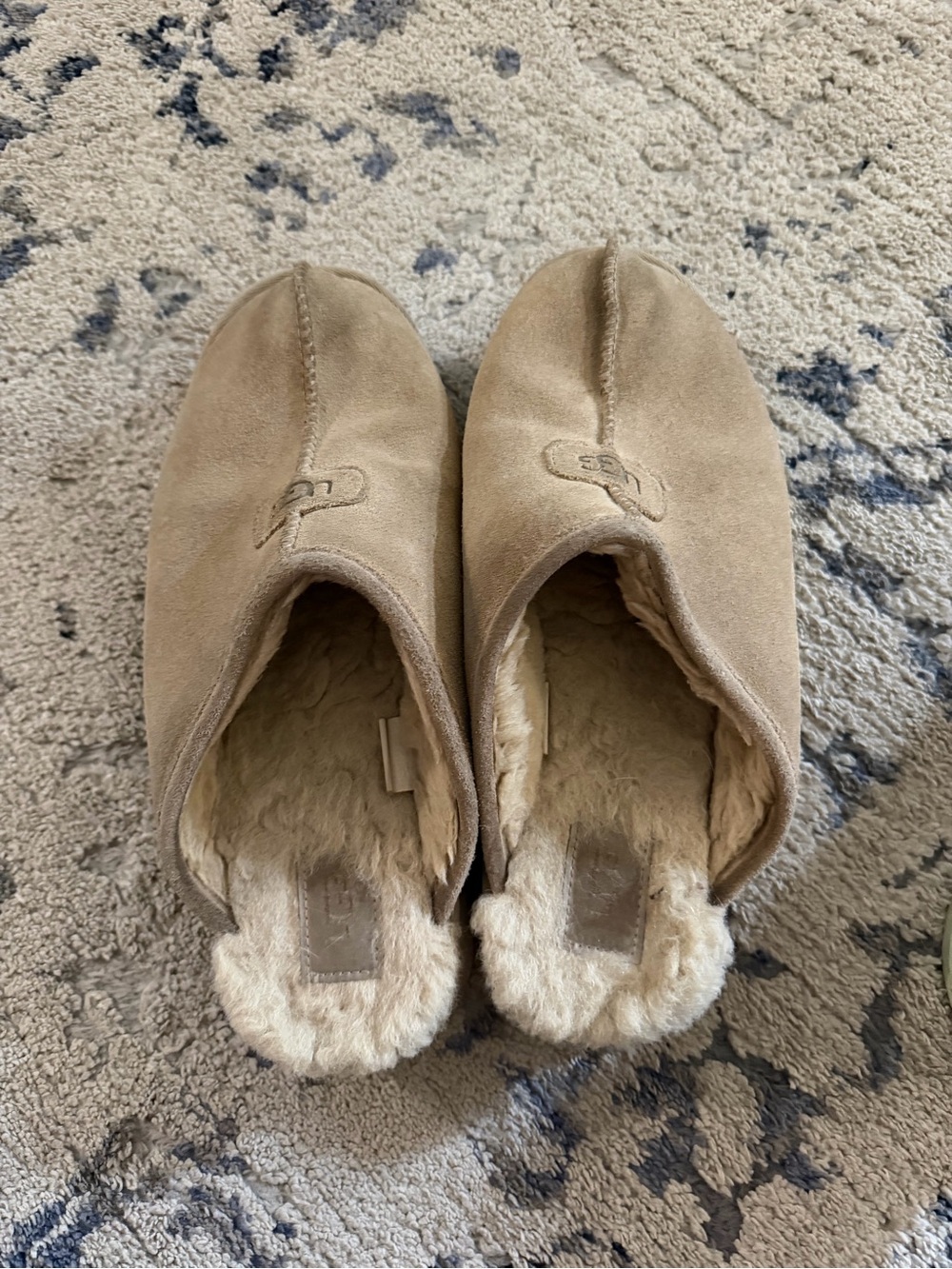 UGG Beige Suede Shearling Lined Slippers